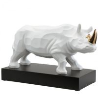 Figurka Rhinocéros Blanc-or 49 x 30 cm L?Art d?Objets Serengeti Goebel