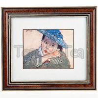 Obraz Dziewczynka w niebieskim kapeluszu 15x17cm Wyspiański