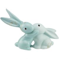 Figurka porcelanowa 'Golden Blue Bunny in Love' 17  cm